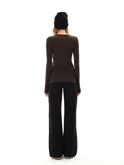 Northbutsouth Low Rise Wide Leg Black Twill Denim Trousers