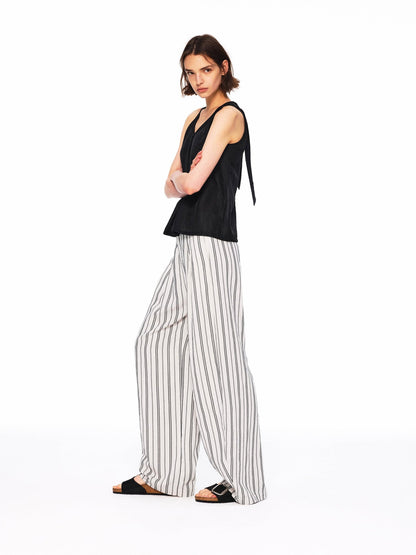 Northbutsouth Lustrous Ruched Back Tie Small V-neck Lightweight Women&