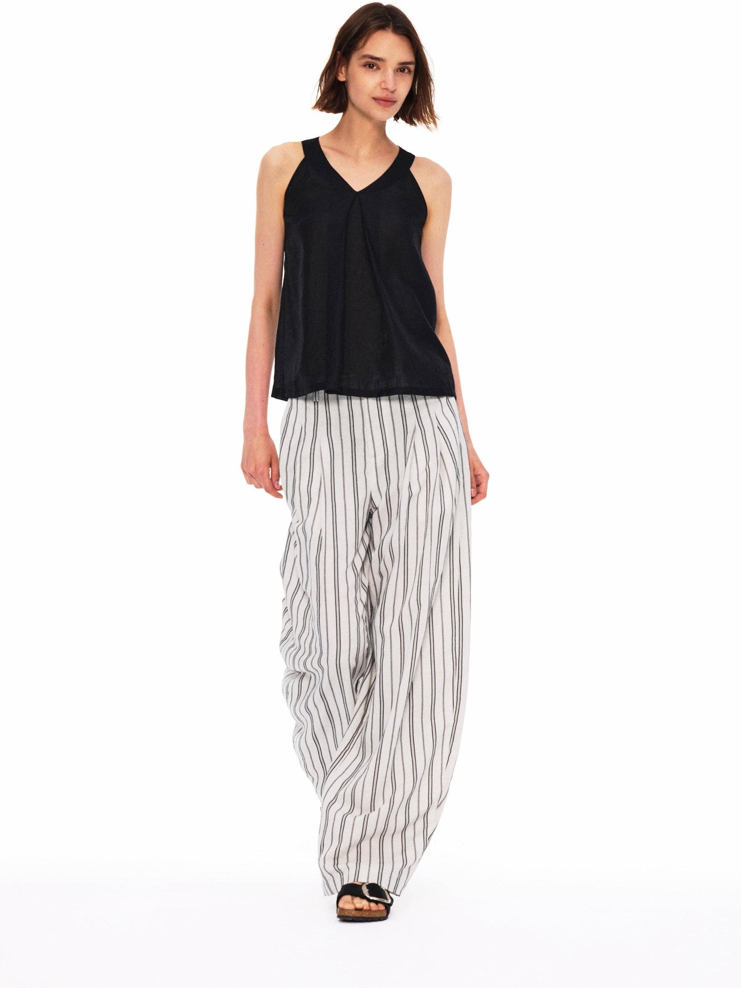 Northbutsouth Lustrous Ruched Back Tie Small V-neck Lightweight Women&