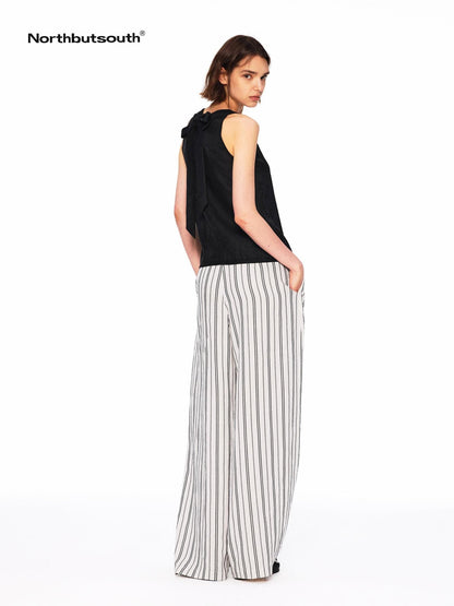 Northbutsouth Lustrous Ruched Back Tie Small V-neck Lightweight Women&