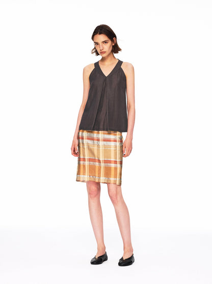 Northbutsouth Lustrous Ruched Back Tie Small V-neck Lightweight Women&
