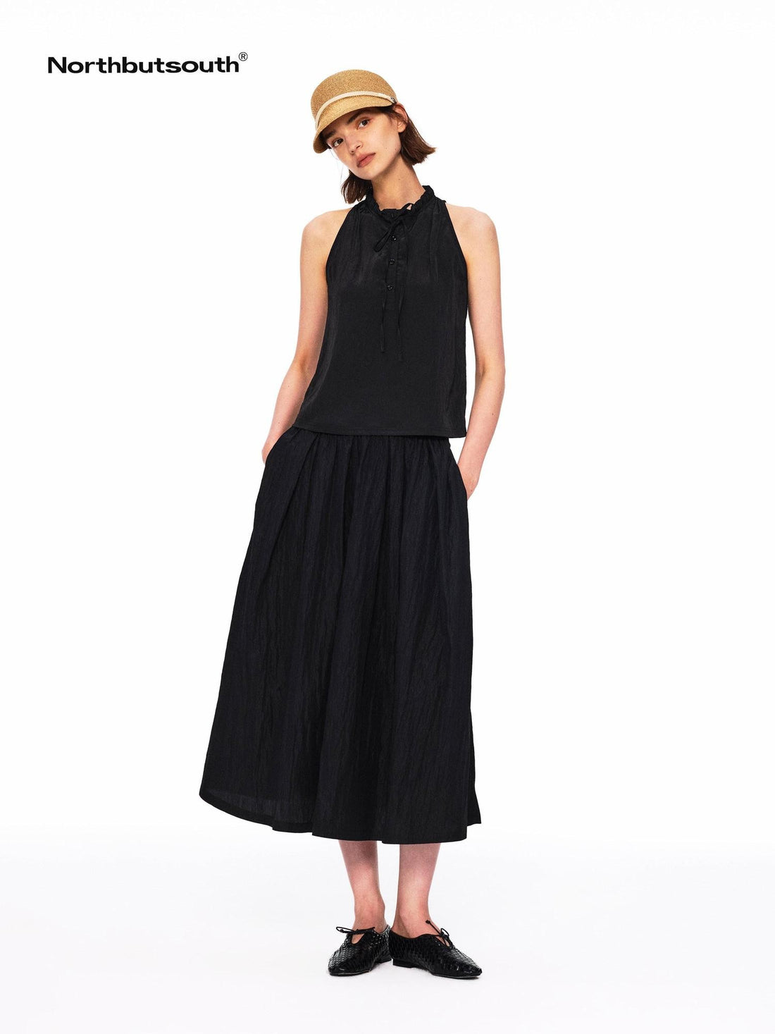 Northbutsouth Lustrous Textured Ruched Low Waist Women&