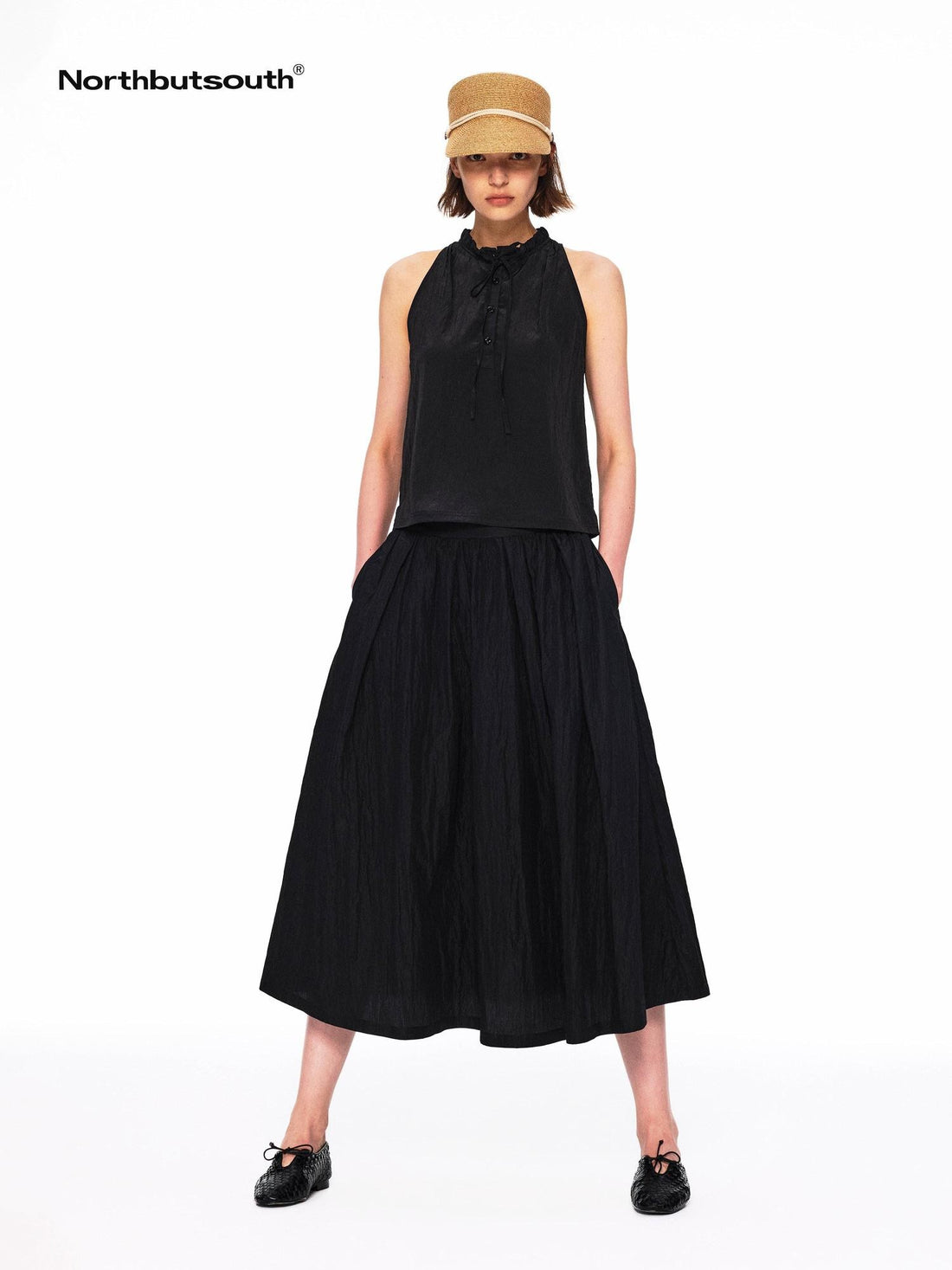 Northbutsouth Lustrous Textured Ruched Low Waist Women&