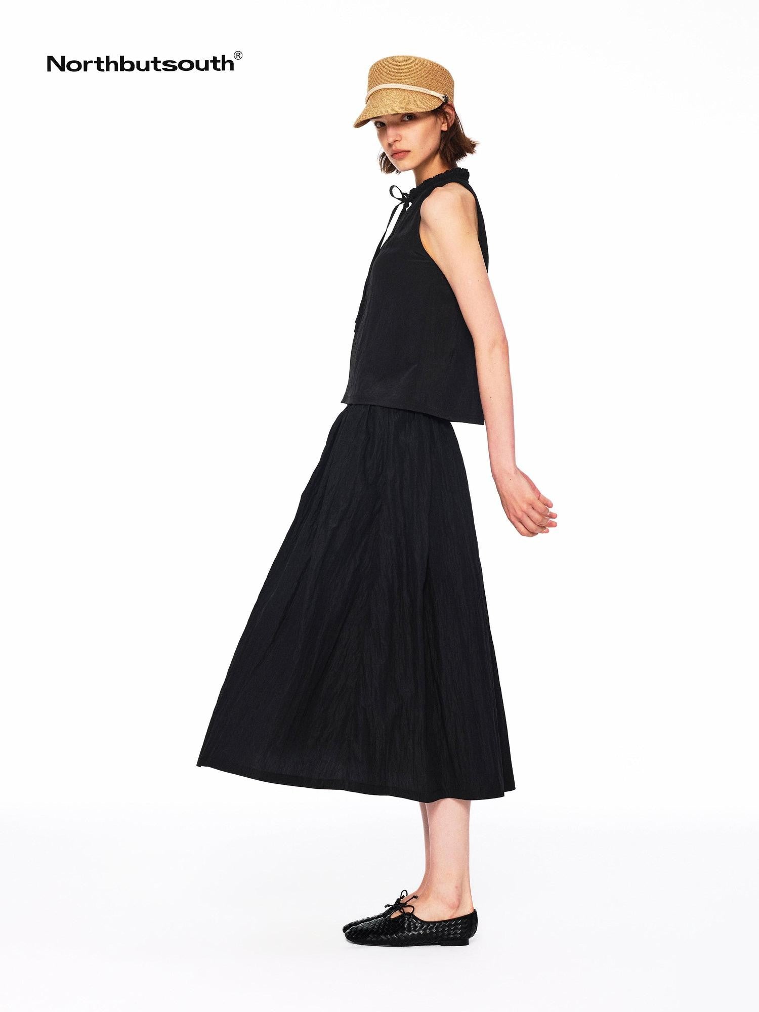 Northbutsouth Lustrous Textured Ruched Low Waist Women&