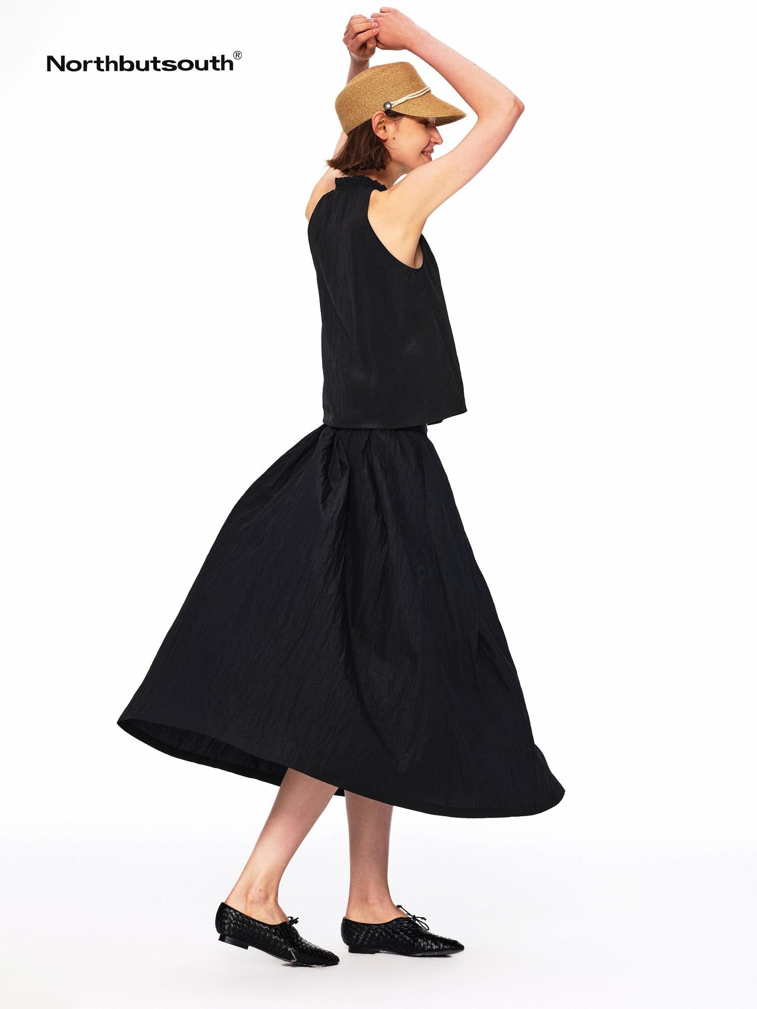 Northbutsouth Lustrous Textured Ruched Low Waist Women&