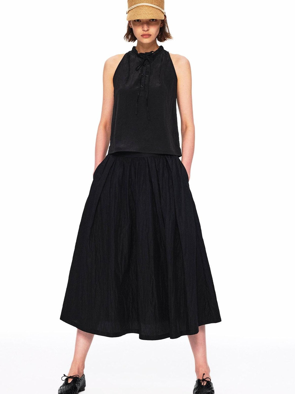 Northbutsouth Lustrous Textured Ruched Low Waist Women&