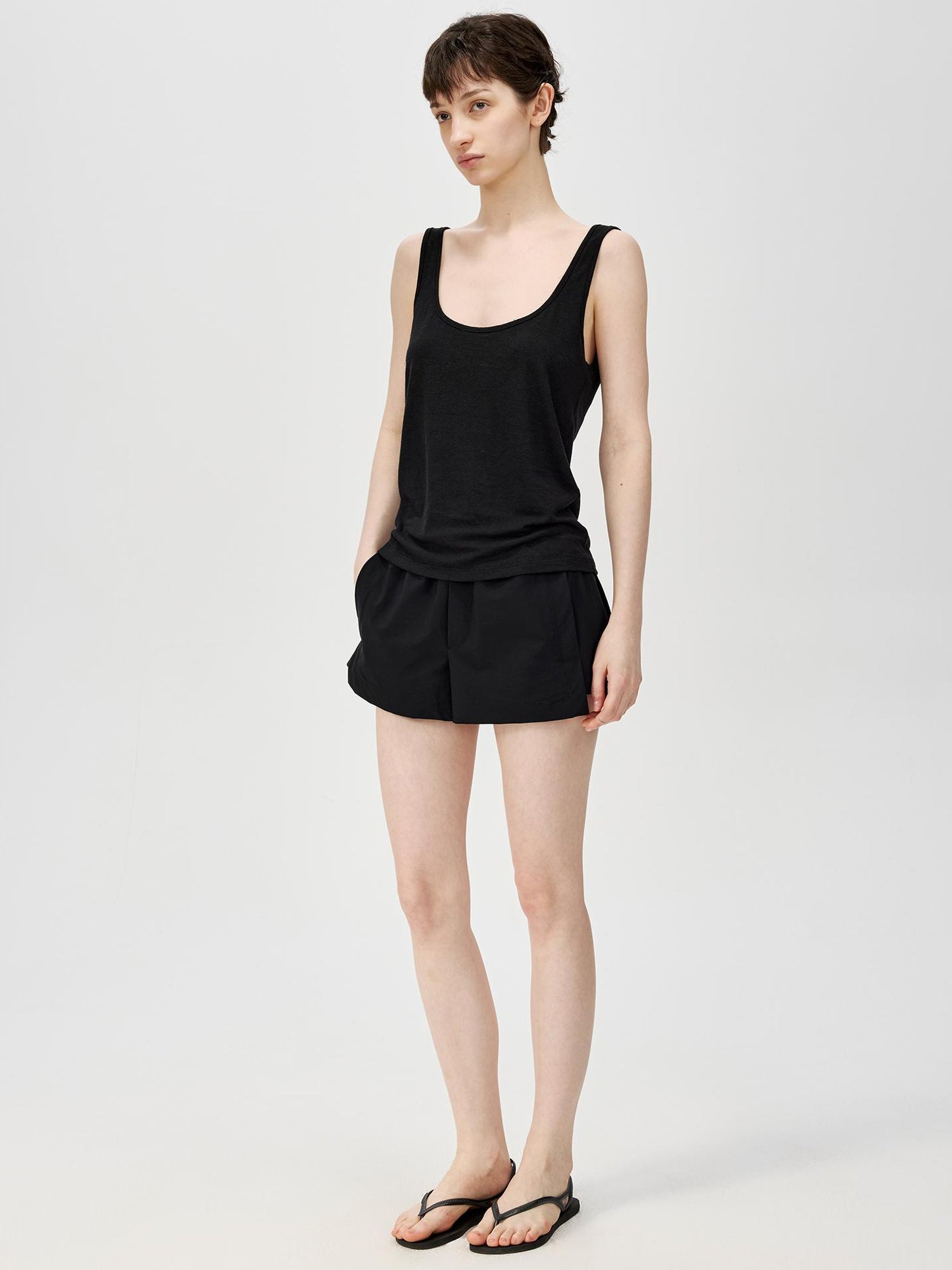 Northbutsouth Mid Rise Black White Foldable Waistband Sport Shorts