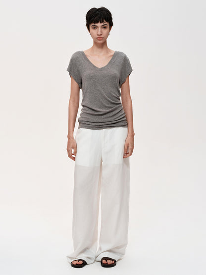 Northbutsouth Mid Rise Linen Blend Relaxed Fit Straight Leg Pants