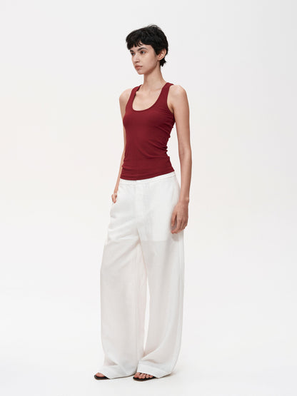 Northbutsouth Mid Rise Linen Blend Relaxed Fit Straight Leg Pants