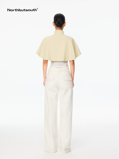 Northbutsouth Mini Cape Double Breasted Small Stand Collar Women&