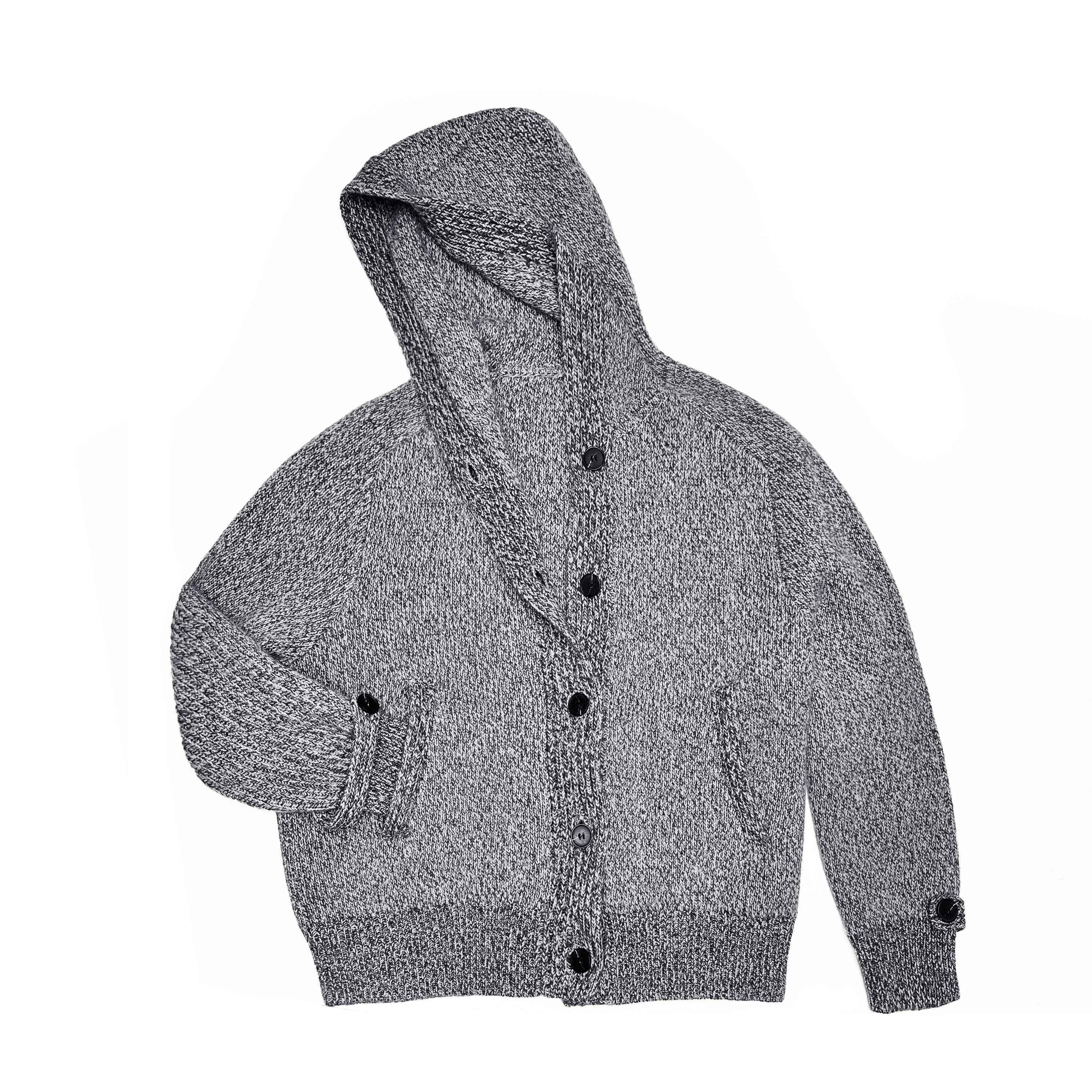 Northbutsouth_Mixed_Yarn_Wide_Placket_Button_Straight_Hooded_Women&