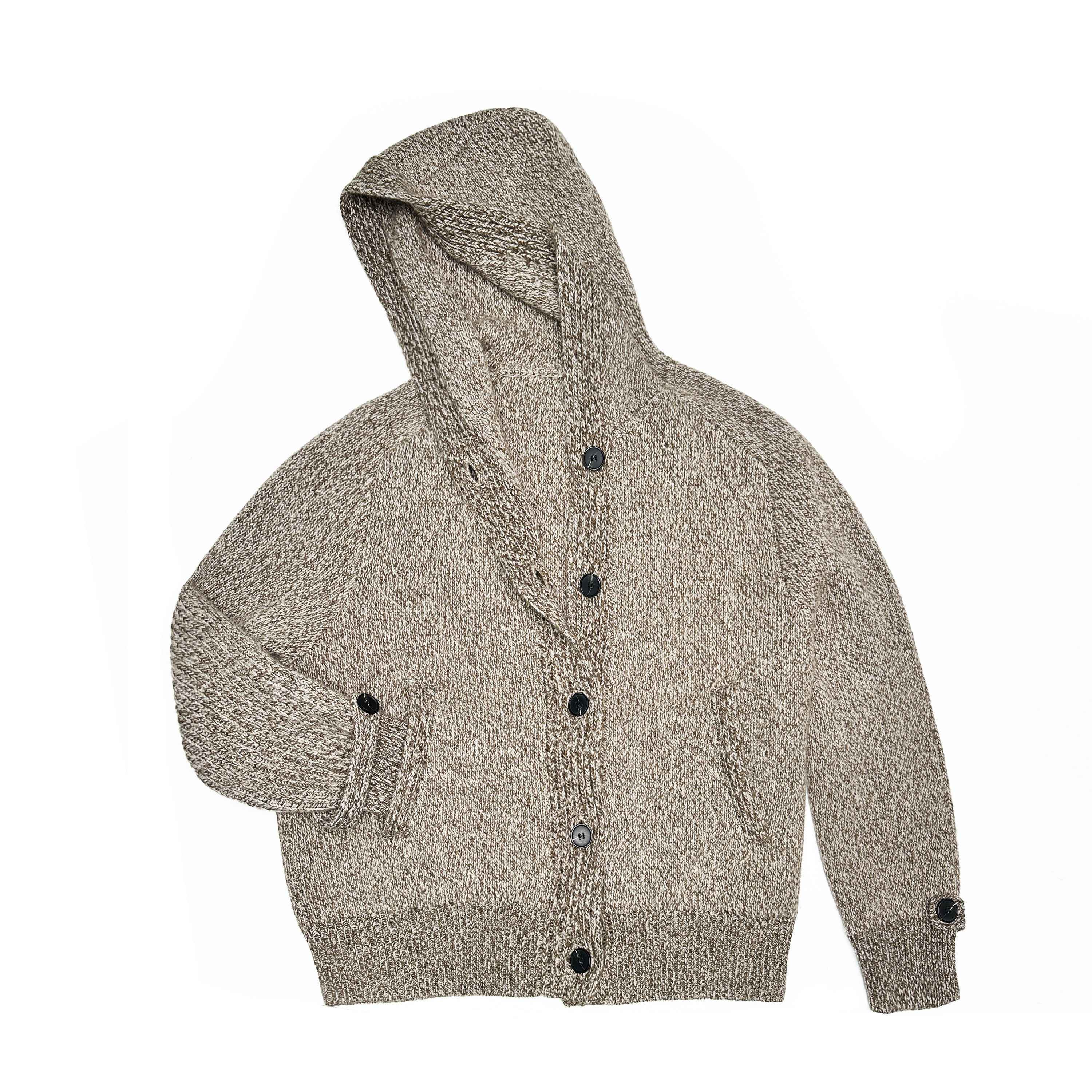 Northbutsouth_Mixed_Yarn_Wide_Placket_Button_Straight_Hooded_Women&