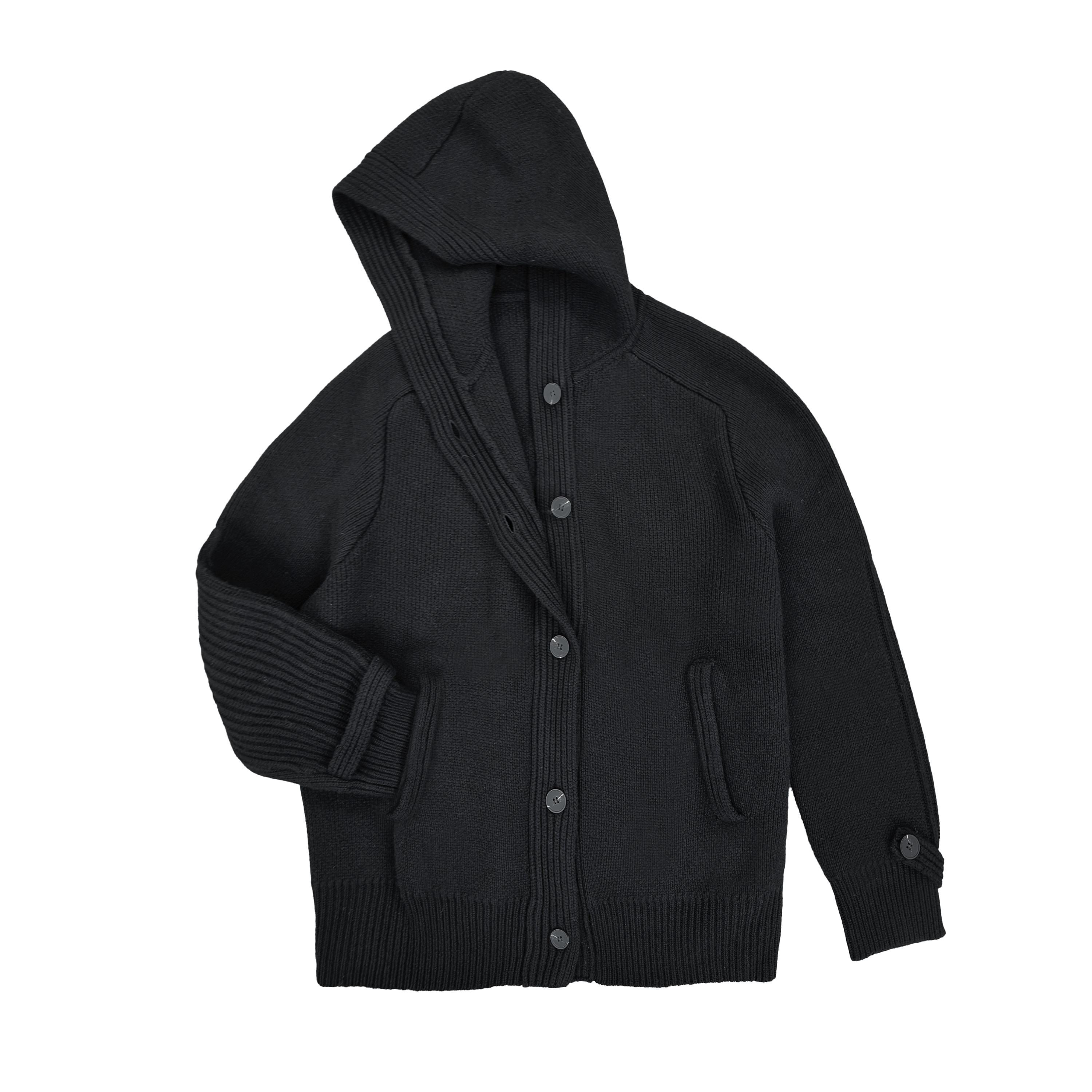Northbutsouth_Mixed_Yarn_Wide_Placket_Button_Straight_Hooded_Women&