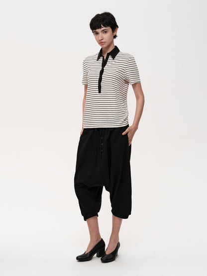 Northbutsouth Multi Button Drawstring Drop Crotch Casual Shorts