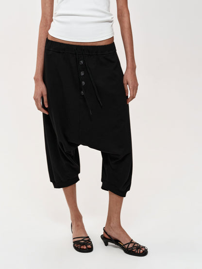 Northbutsouth Multi Button Drawstring Drop Crotch Casual Shorts