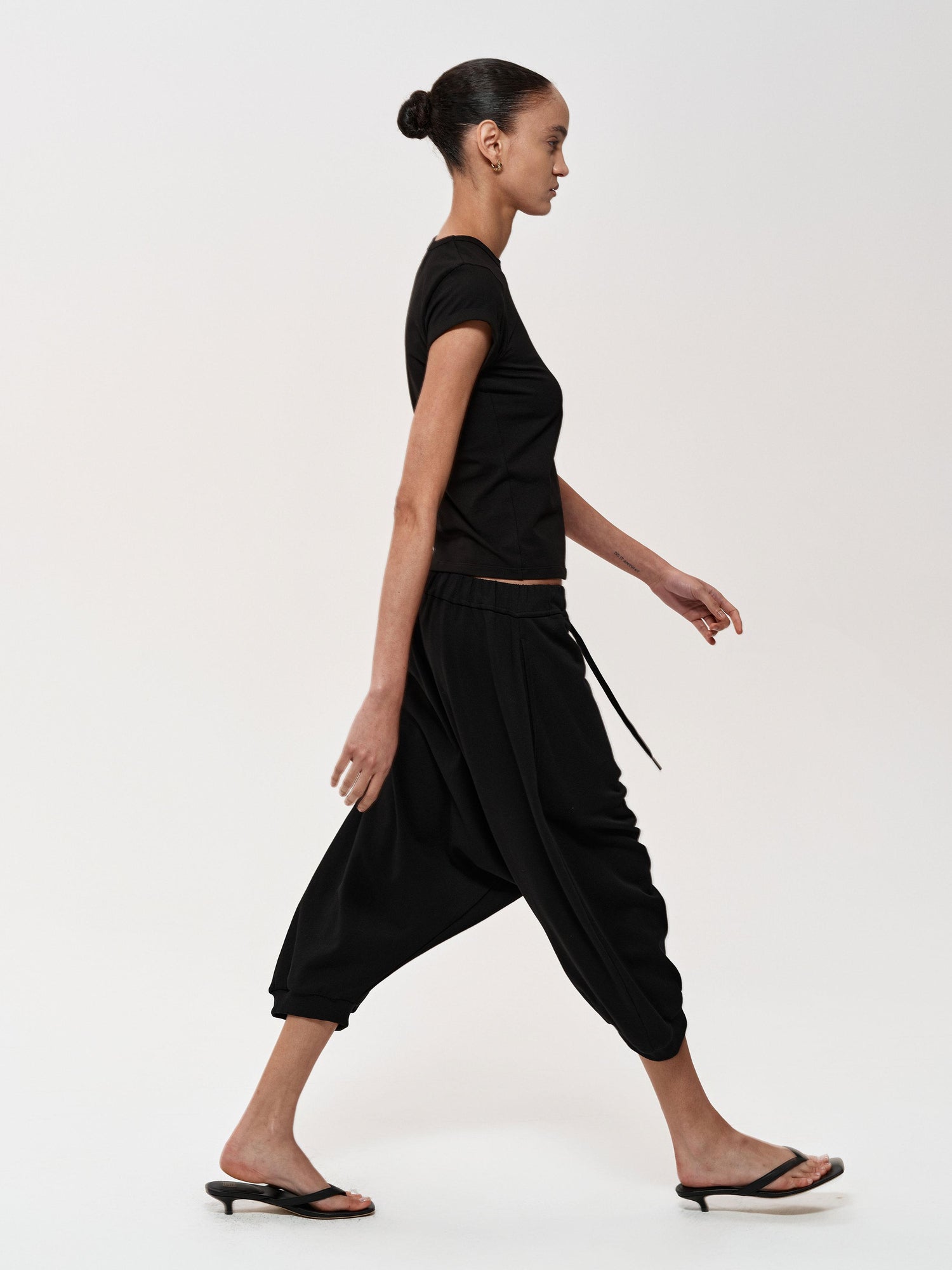 Northbutsouth Multi Button Drawstring Drop Crotch Casual Shorts
