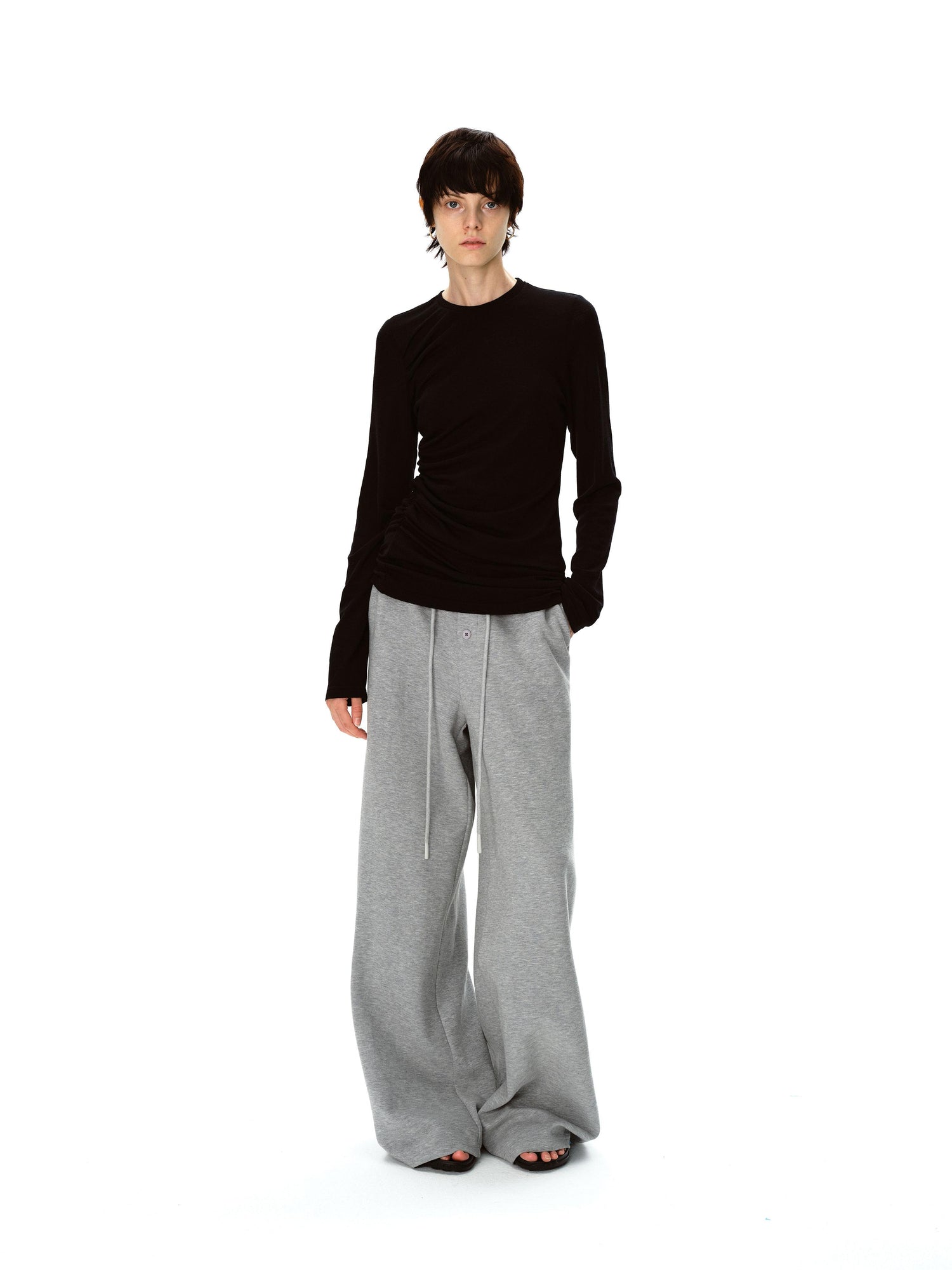 Northbutsouth Multi Button Drawstring Elastic Waist Casual Sweatpants
