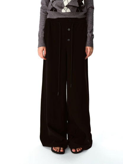 Northbutsouth Multi Button Drawstring Elastic Waist Casual Sweatpants