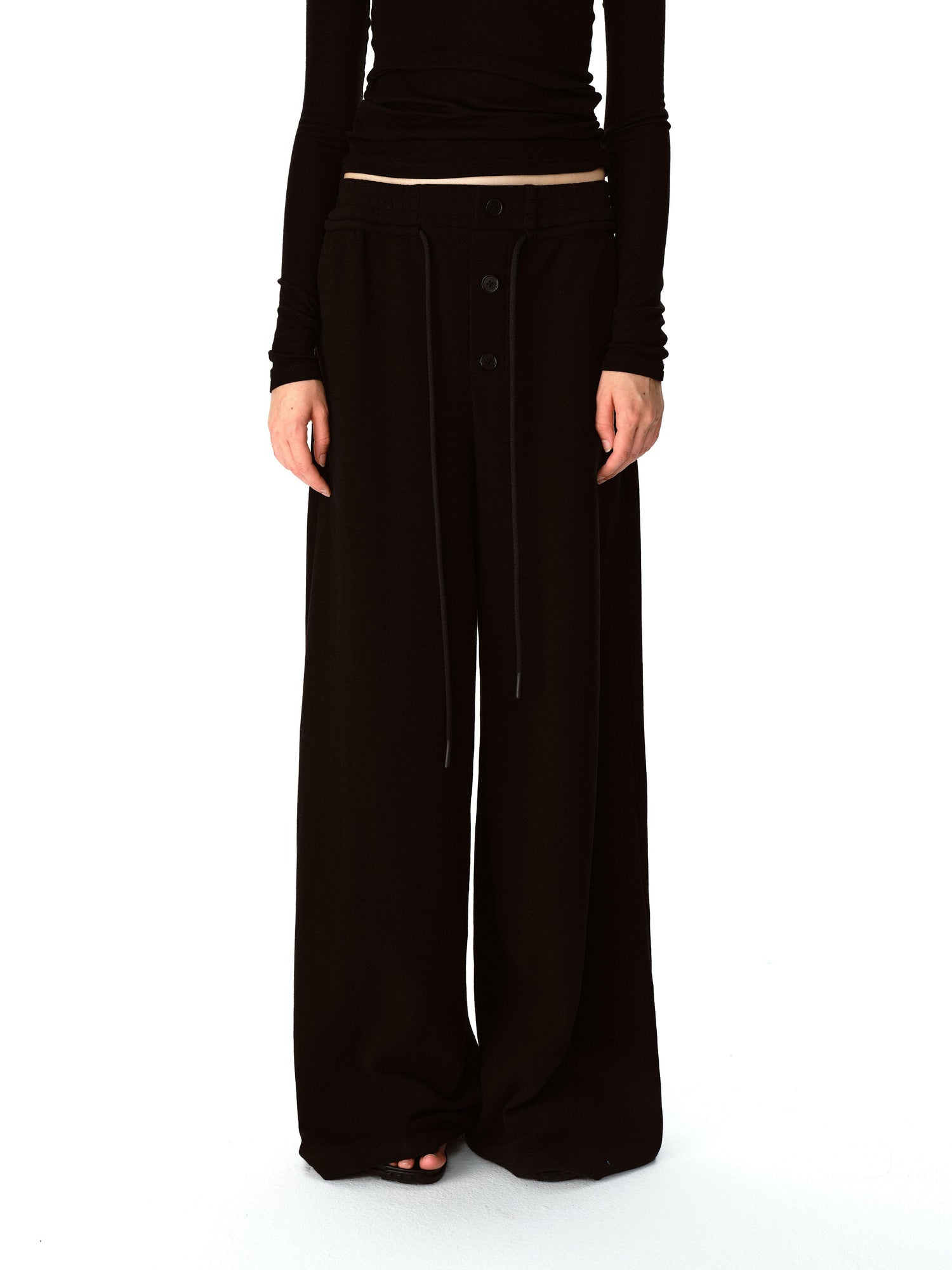 Northbutsouth Multi Button Drawstring Elastic Waist Casual Sweatpants