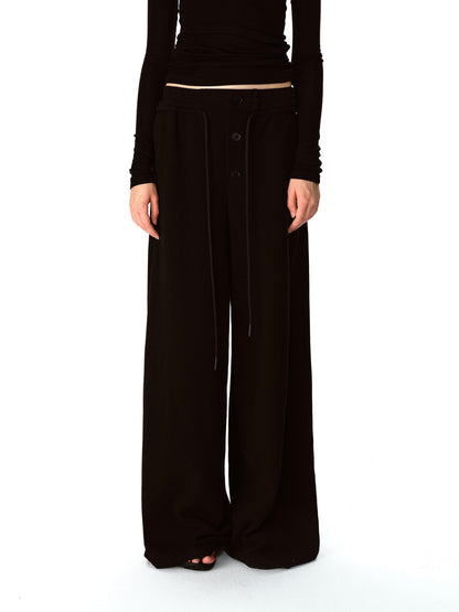 Northbutsouth Multi Button Drawstring Elastic Waist Casual Sweatpants