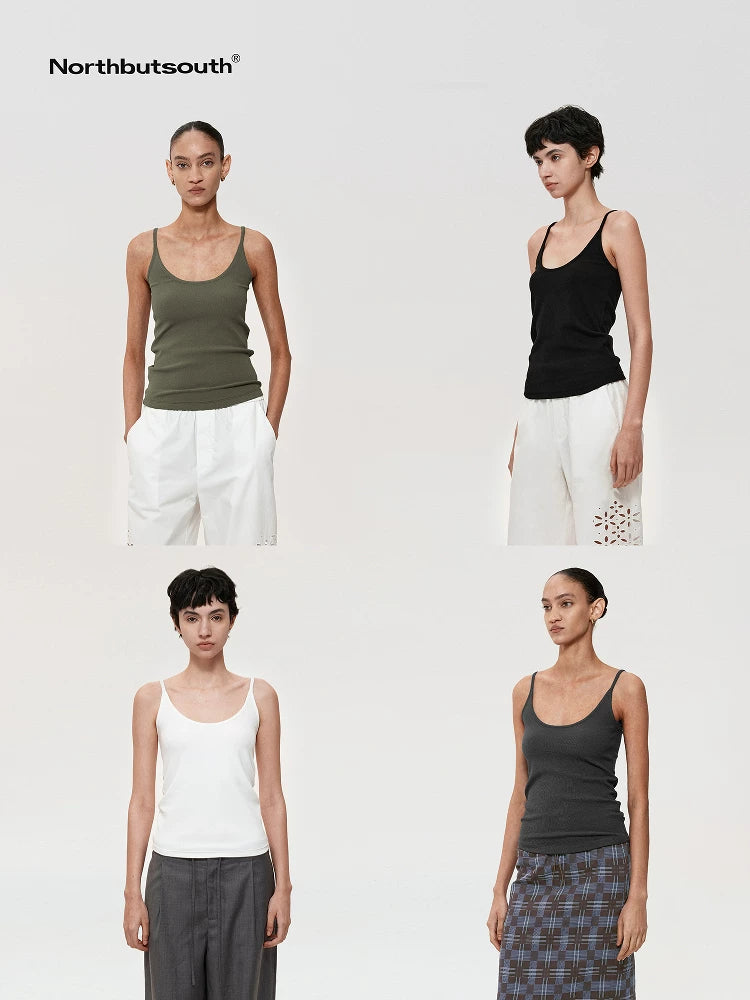 Northbutsouth Multi Color Slim Strap Camisole With Side Support Tummy Control V-neck T-shirt L-1