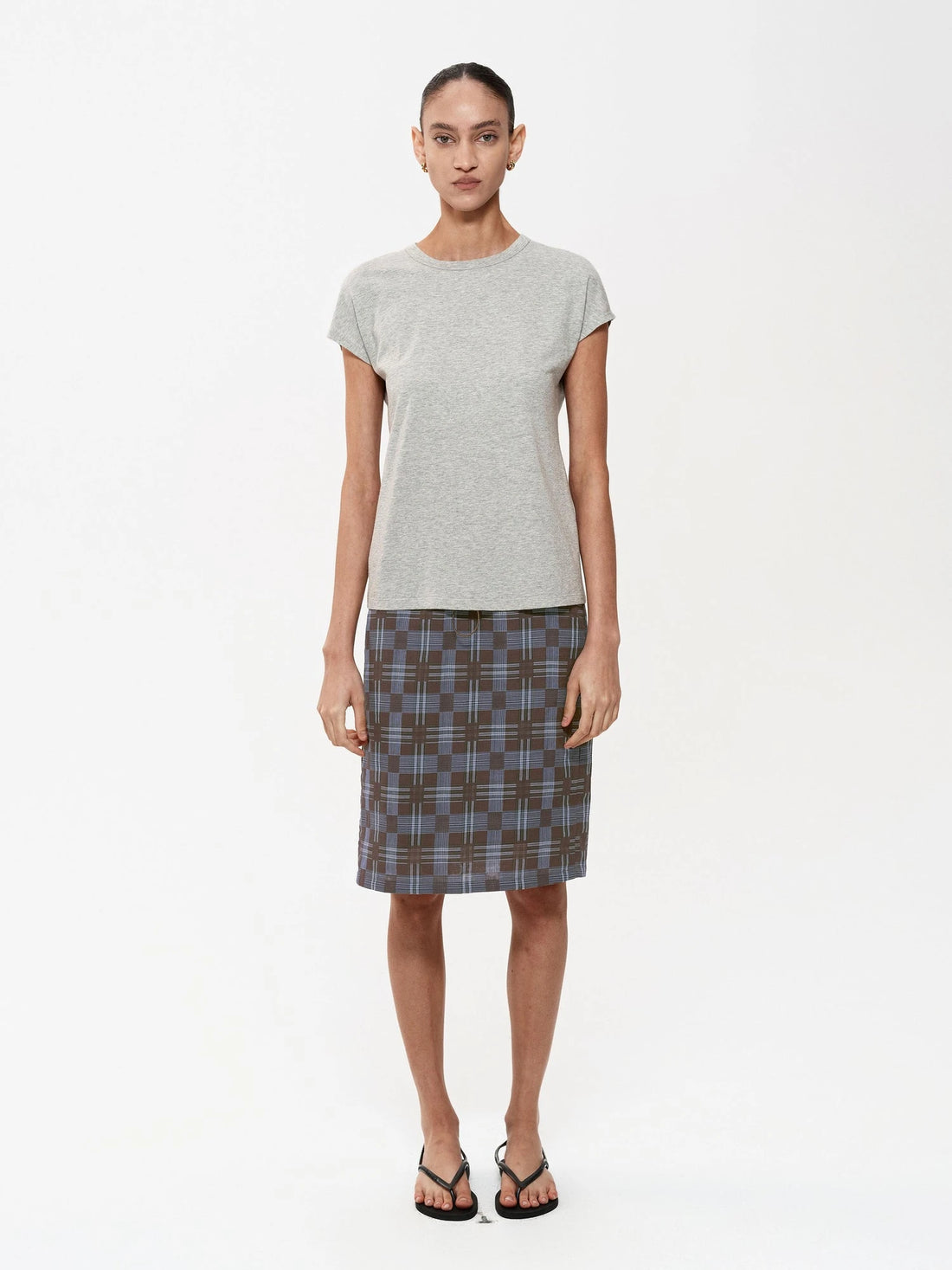 Multi Way Drawstring Plaid Skirt And Tube Top Set