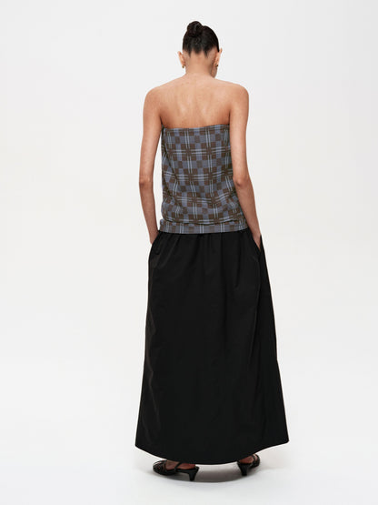 Northbutsouth Multi Way Drawstring Plaid Skirt And Tube Top Set