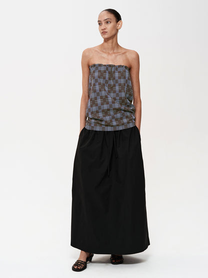 Northbutsouth Multi Way Drawstring Plaid Skirt And Tube Top Set