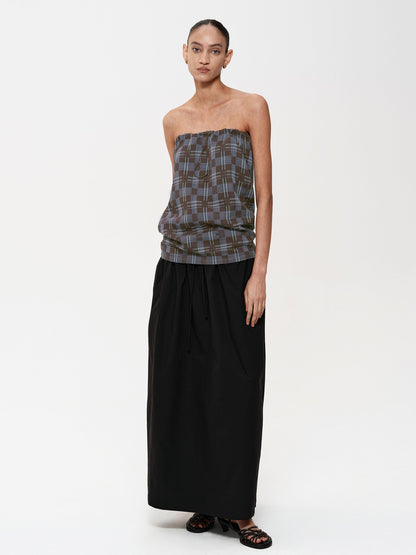 Northbutsouth Multi Way Drawstring Plaid Skirt And Tube Top Set
