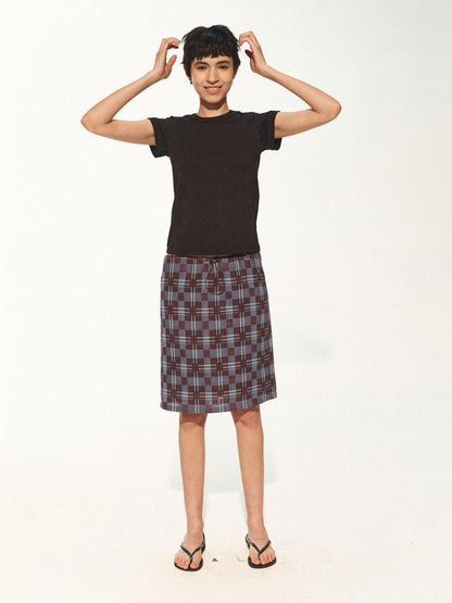 Northbutsouth Multi Way Drawstring Plaid Skirt And Tube Top Set