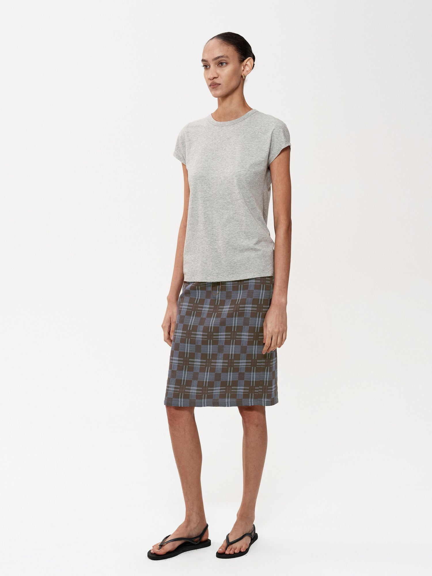 Northbutsouth Multi Way Drawstring Plaid Skirt And Tube Top Set