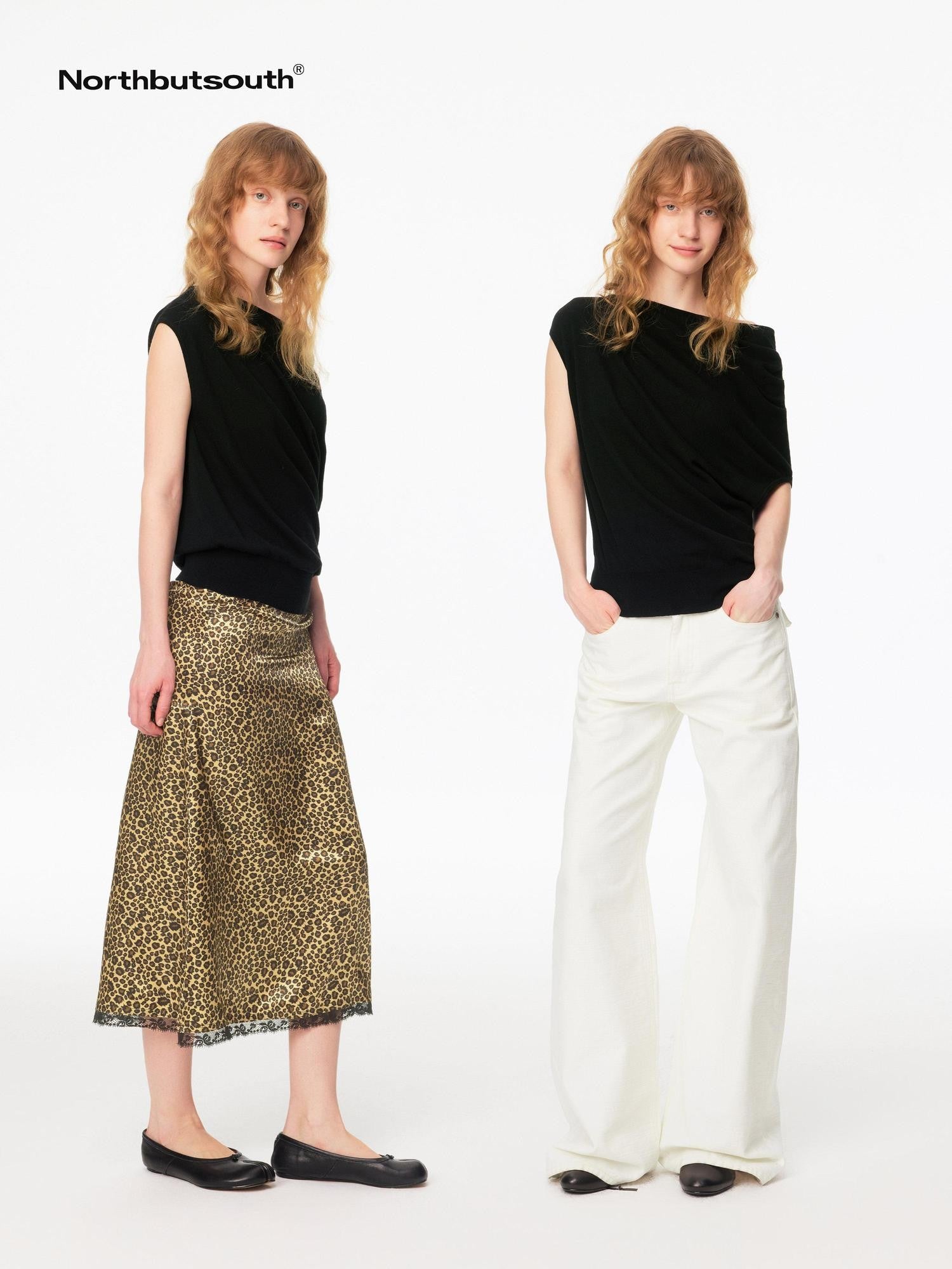 Northbutsouth Multicolor Knit Gathered Slanted Neck Women&