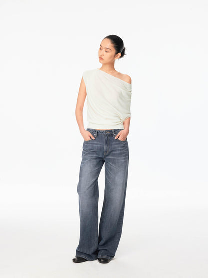 Northbutsouth Multicolor Knit Gathered Slanted Neck Women&
