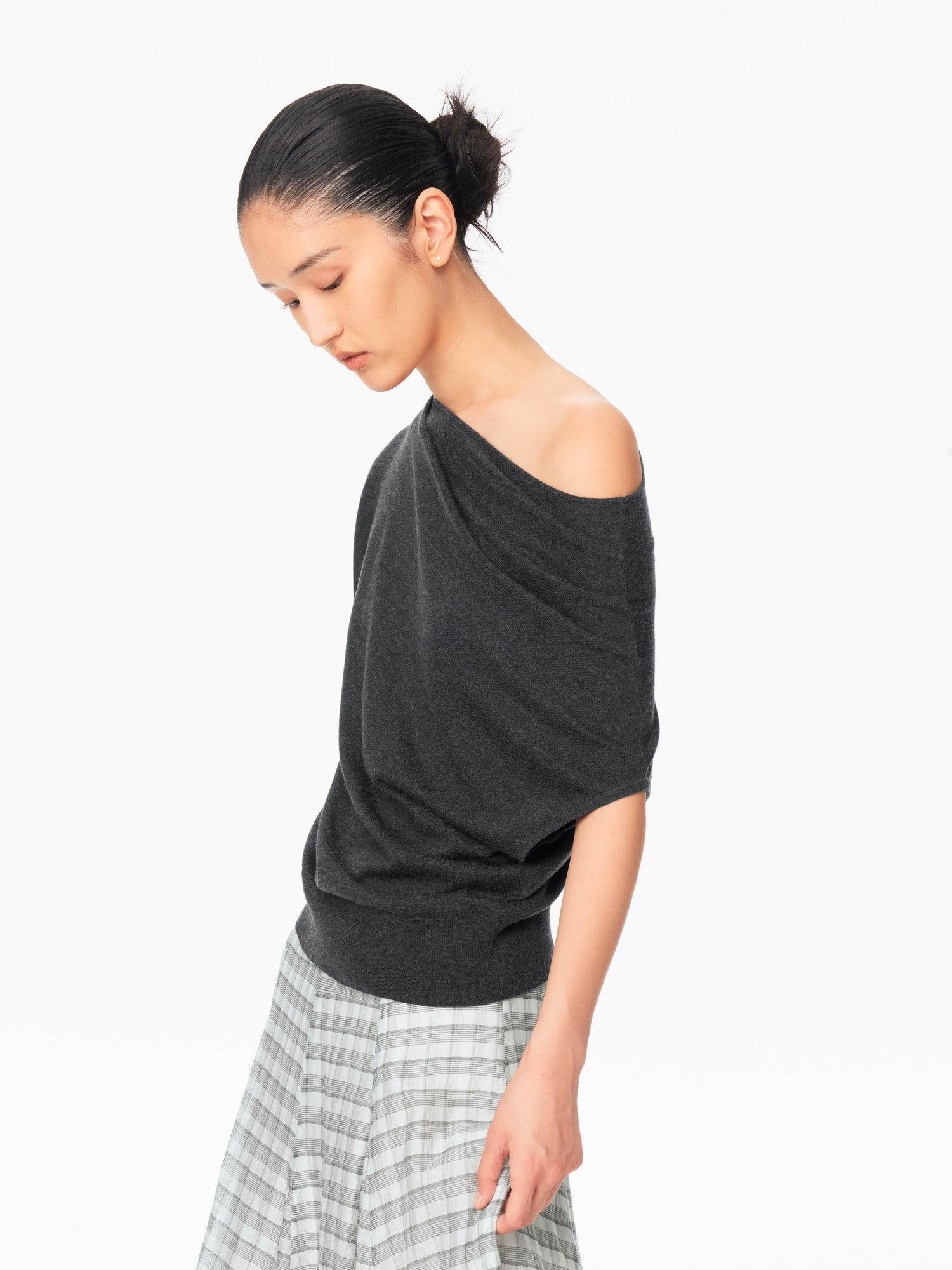 Northbutsouth Multicolor Knit Gathered Slanted Neck Women&