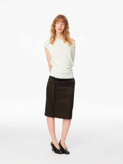 Northbutsouth Multicolor Knit Gathered Slanted Neck Women&
