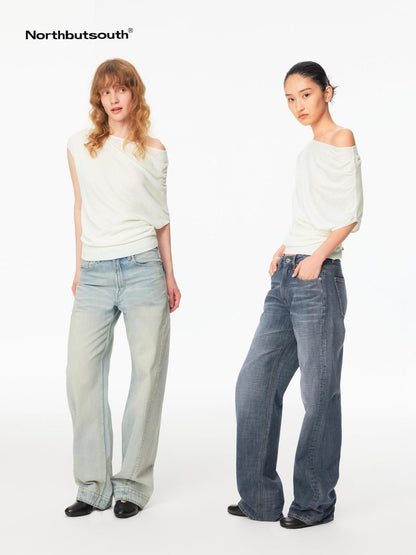 Northbutsouth Multicolor Knit Gathered Slanted Neck Women&