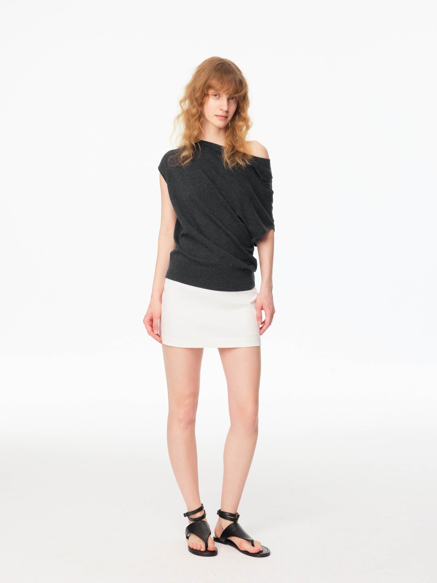Northbutsouth Multicolor Knit Gathered Slanted Neck Women&