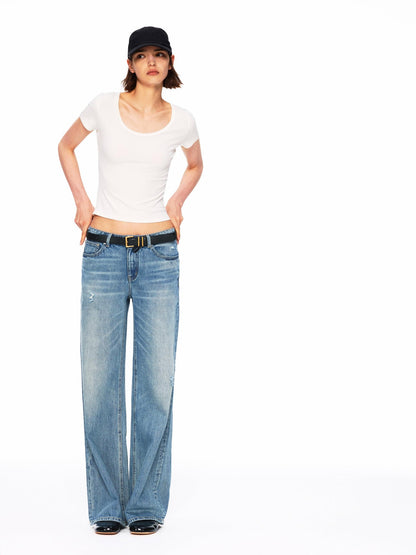 Northbutsouth Multicolor Lace Slim Fit Stretch Round Neck Women&