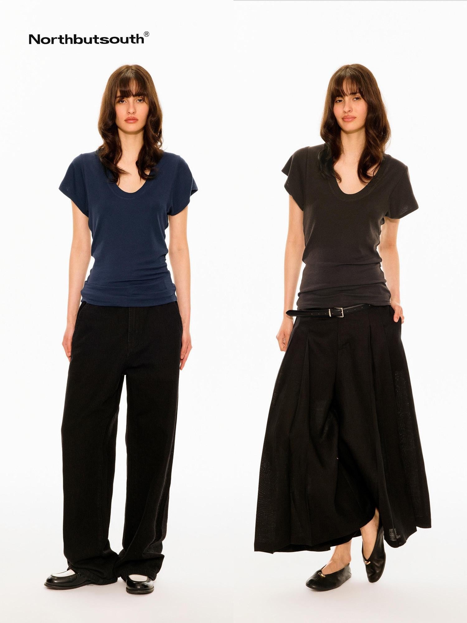 Northbutsouth Multicolor Layered U Neck Raw Edge Women&