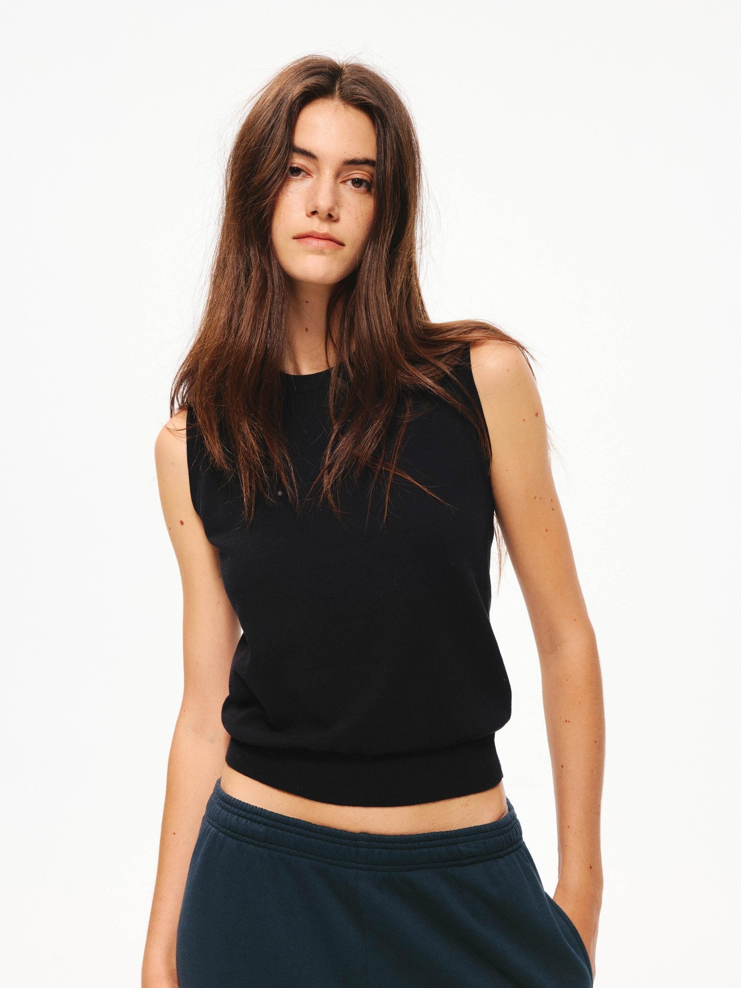 Northbutsouth Multicolor Ribbed Knit Round Neck Tape Trim Women&
