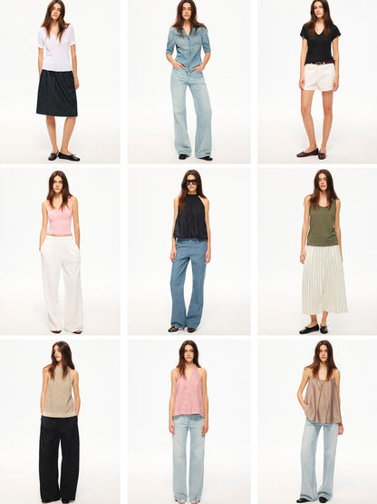 Northbutsouth Multicolor Ribbed Knit Round Neck Tape Trim Women&