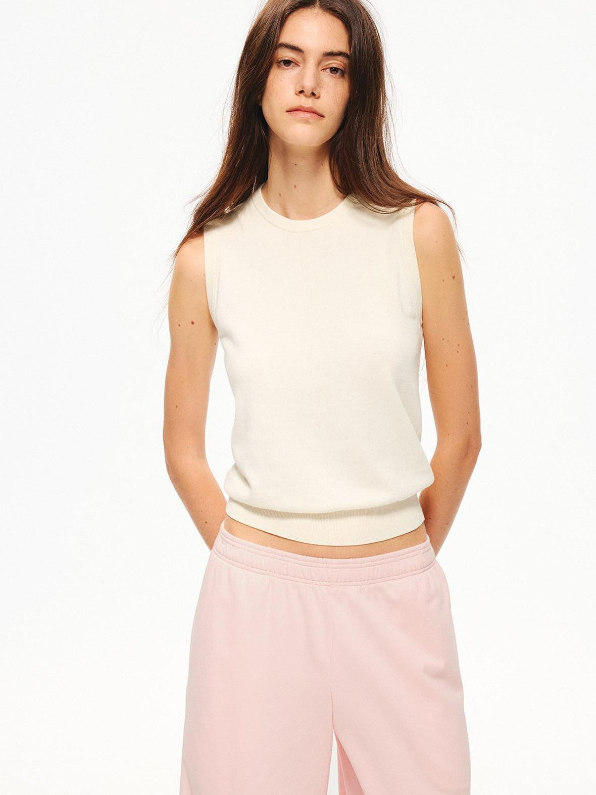 Northbutsouth Multicolor Ribbed Knit Round Neck Tape Trim Women&