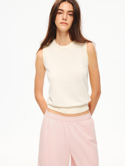 Northbutsouth Multicolor Ribbed Knit Round Neck Tape Trim Women&