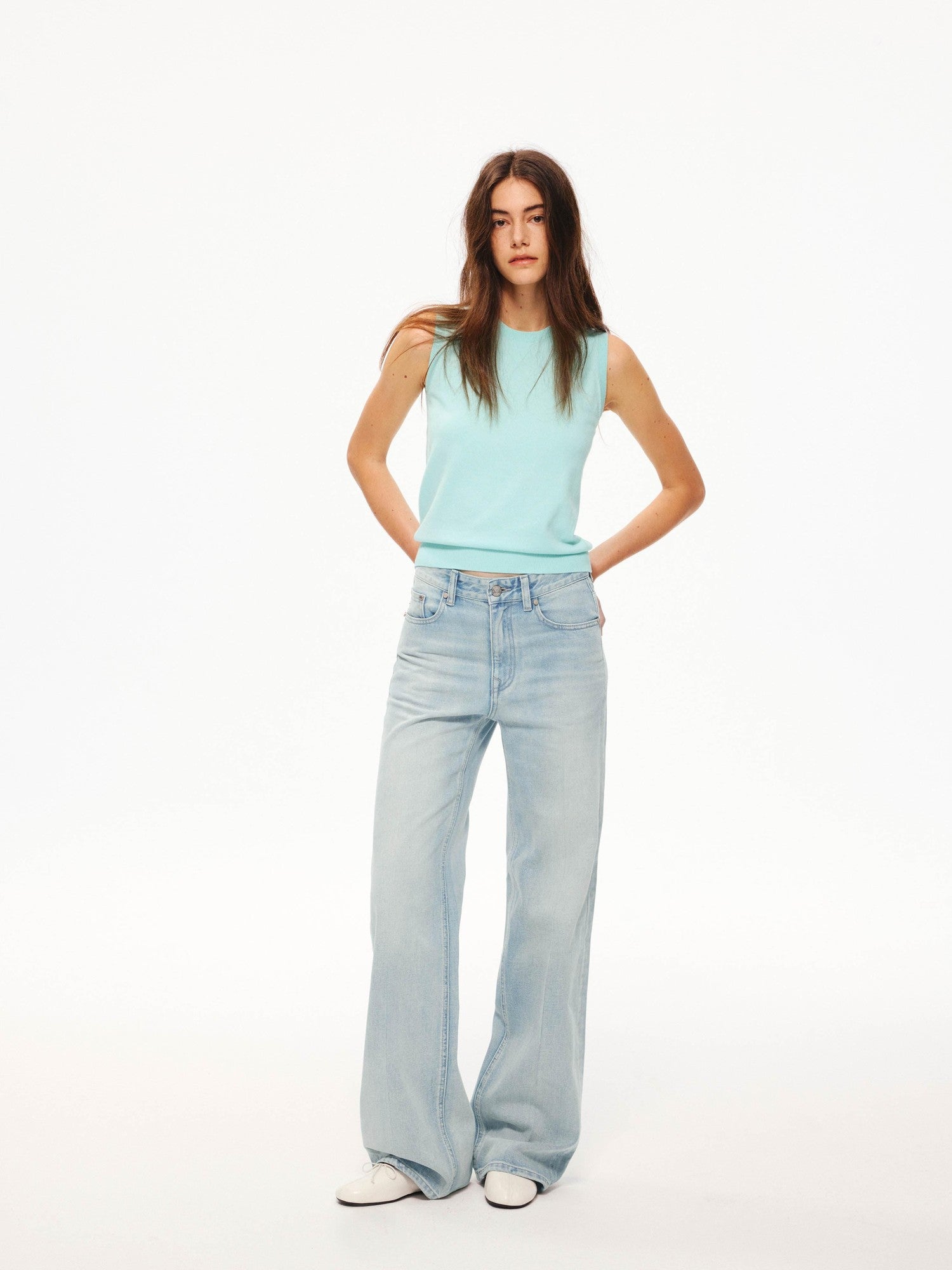 Northbutsouth Multicolor Ribbed Knit Round Neck Tape Trim Women&
