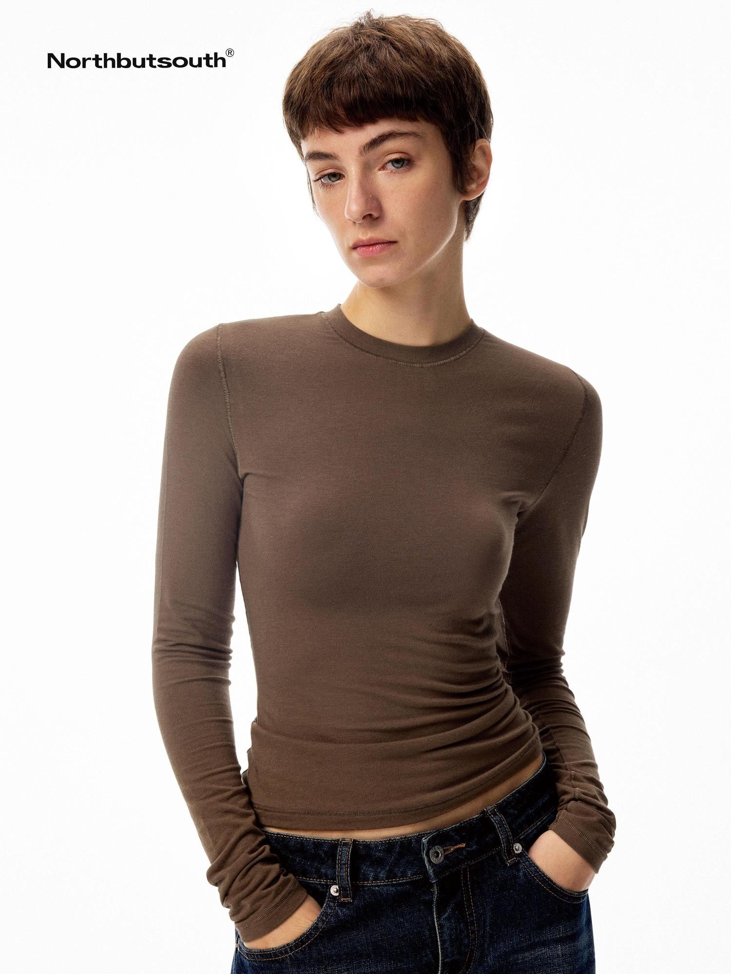 Northbutsouth Multicolor Serged Edge Classic Crewneck Women&