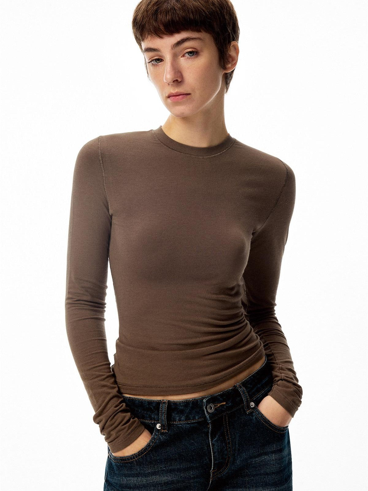 Northbutsouth Multicolor Serged Edge Classic Crewneck Women&