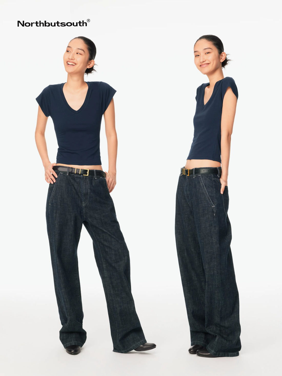Northbutsouth Multicolor V-neck Raw Edge Slim Women&