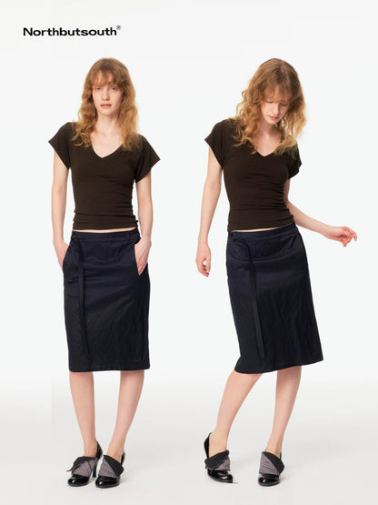 Northbutsouth Multicolor V-neck Raw Edge Slim Women&