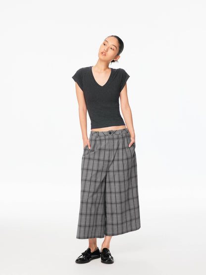 Multicolor V-neck Raw Edge Slim Women&