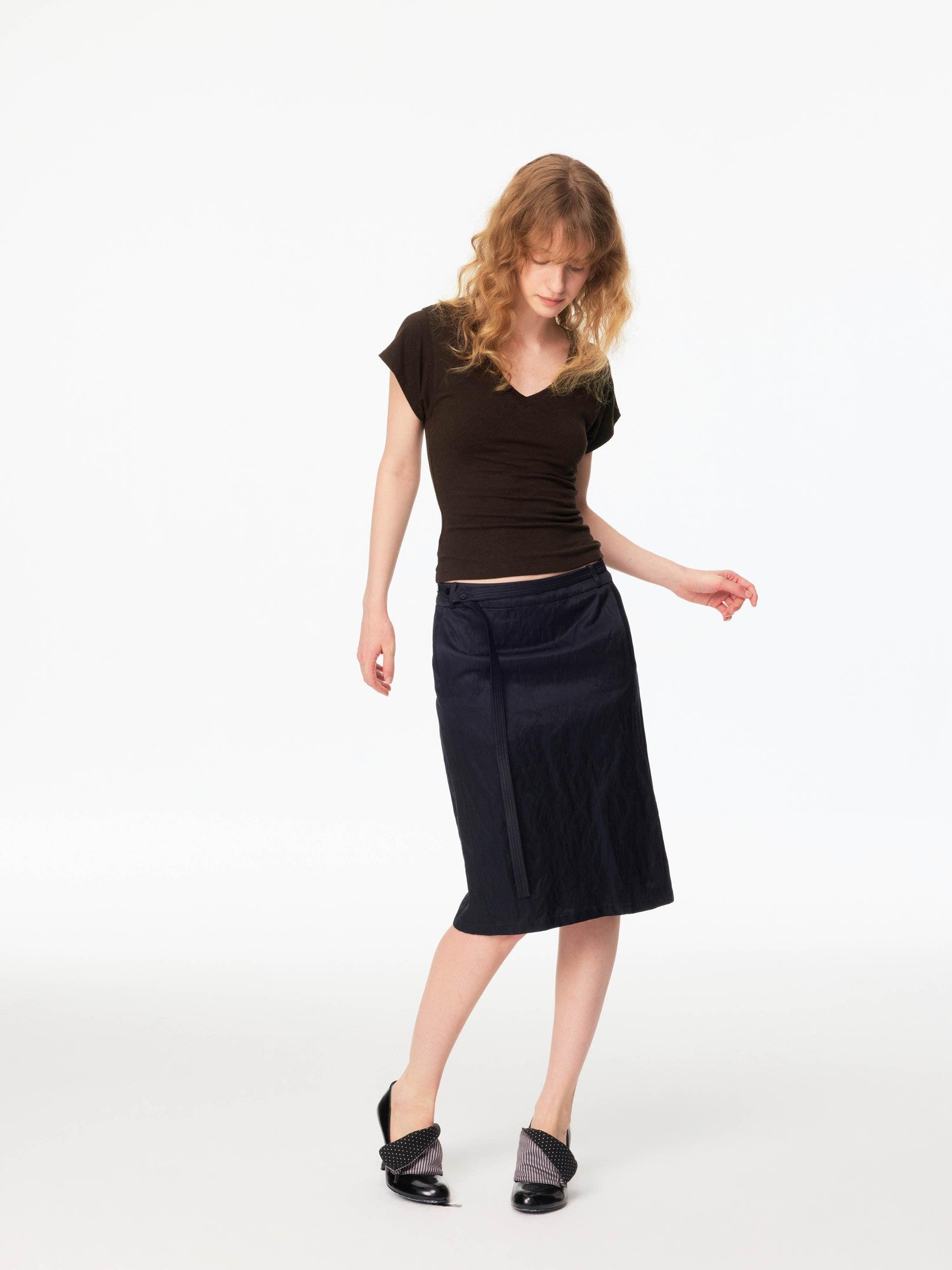 Multicolor V-neck Raw Edge Slim Women&